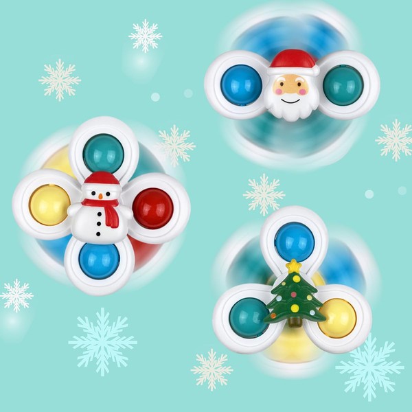 Anditoy 3 Pack My First Christmas Suction Cup Spinner Toys for Baby Toddlers Kids Christmas Stocking Stuffers Gifts