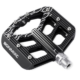 BONMIXC Bike Pedals 9/16 Adult Large Platform Mountain Bike Pedals Sealed Bearing Flat Road Bicycle Pedals Black