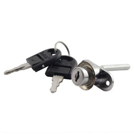 JCBIZ 1PC 16mm Cylinder Plunger Lock for Drawer Cabinet Desk Table Office Table Front Activity Linkage Associated Lock Hardware 1 Lock 3 Drawers Security DIY Furniture Hardware Silver