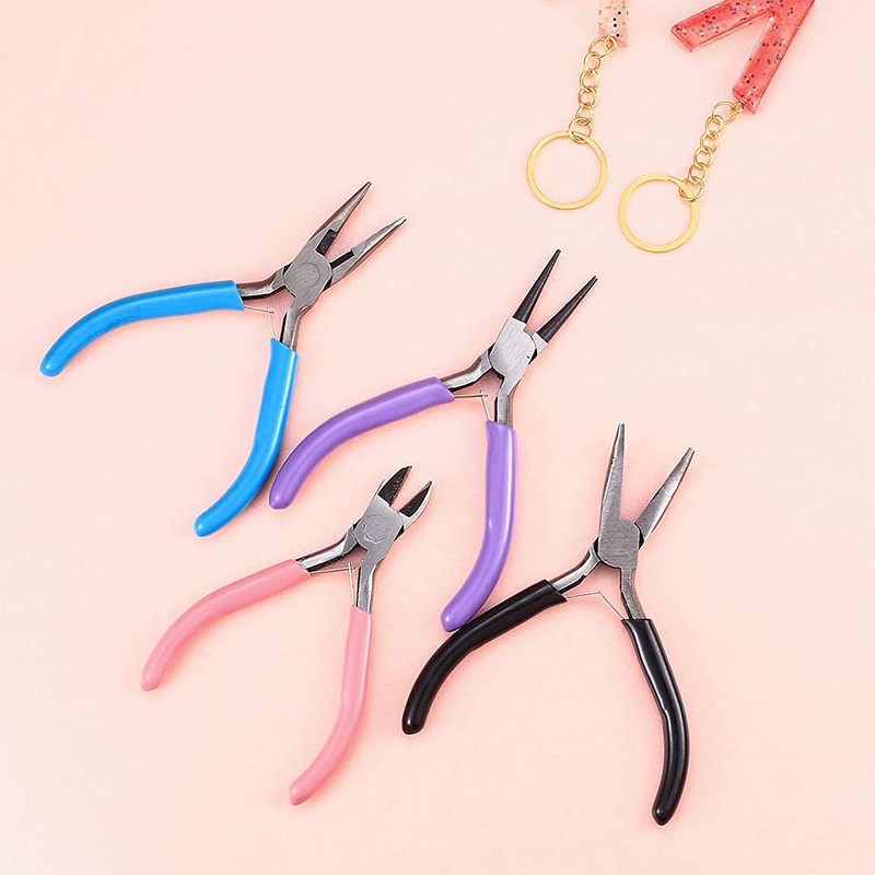 MMOBIEL 4Pcs Jewelry Pliers Set Making Tools Kit, Needle Nose,