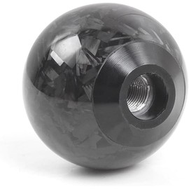 muge racing Forged Carbon Fiber Shift Knob Gear Shifter Spherical Type Unique Designed for Most Manual Car Universal Gear Shift Knob with 3 Adapters (Real Carbon Fiber-Sphere, Black)