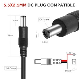 Trail Camera Power Cable, 5.5x2.1mm DC, Compatible with Stealth Cam, Spypoint, Moultrie, Browning, Wildgame Innovations, Muddy, Black Gate, Covert WC20, etc., 79"