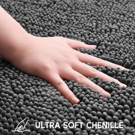 Cybstrax Bath Rug Mat,Extra-Soft Absorbent Chenille Bathroom Mats, 72" x 24" Non-Slip Rubber Backing, Large Washable Bath Mat for Bathroom Floor, Home Decor Accessories, Grey