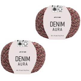 Art of Yarn DENIM AURA Multicolor Sport Yarn Fine(2) 55% Cotton,45% Poliacrylic,Total 100g(3.52 Oz)320m(348 Yds) Soft & Smooth for Crocheting, Knitting, Amigurumi Baby Blankets, garments 2 Skein 99619