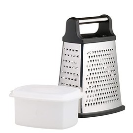 MasterClass Stainless Steel Box Grater with Container, 23 cm (9 Inch),Black