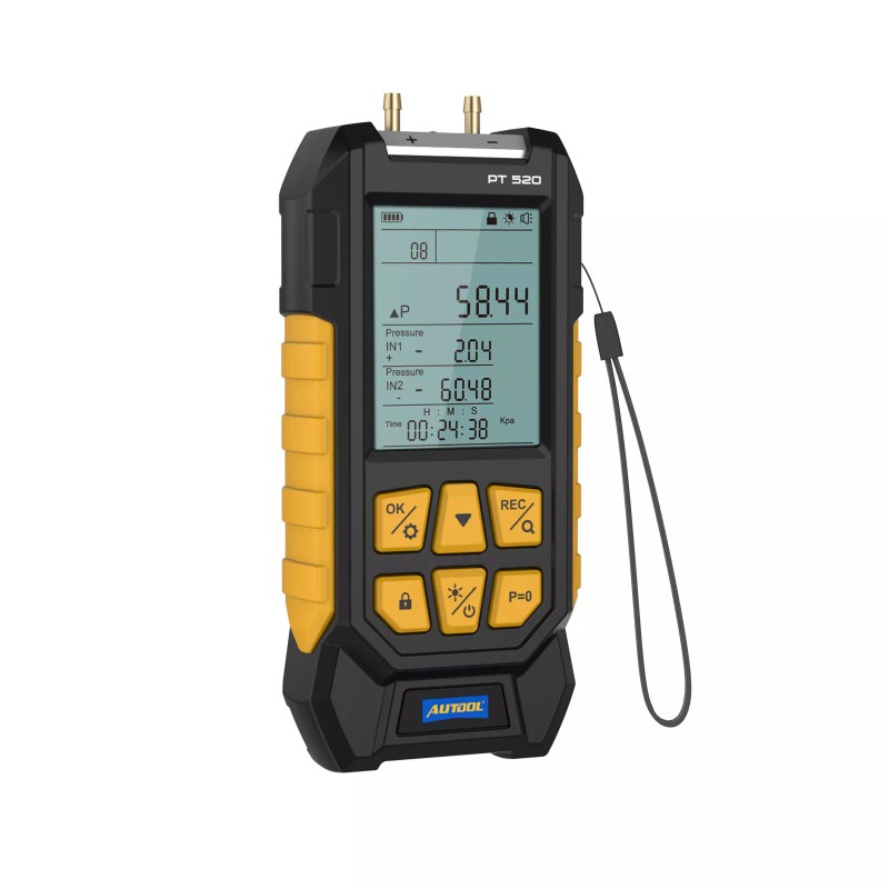 AUTOOL Portable Digital Manometer Dual Port Air Vacuum Pressure Gauge