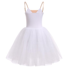 Ballet Leotard for Women Swan Lake Costume Floral Print Professional Ballerina Tulle Tutu Dance Dress Adult Ballet Camisole Leotard Dance Maxi Skirt Dance Competition Dresses White M