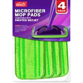 HOMEXCEL Microfiber Mop Pads Compatible with Swiffer Wet Jet, Reusable and Machine Washable Floor Mop Pad Refills, Mop Head Replacements for Multi Surface Wet & Dry Cleaning, Pack of 4