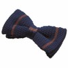 Navy Brown Line Knit Bow Tie bt00098