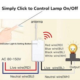 SuperInk Wireless Lights Switch Kit, No Wiring Remote Switch, No WiFi Needed, Outdoor 1900ft Indoor 229ft Remote Control Lighting Fixture for Led Light, Ceiling Lights and Lamps, IP66 Waterproof
