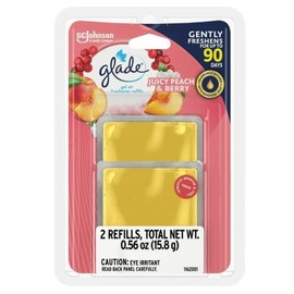 Glade Gel Air Freshener, 2 Count Refills, Juicy Peach & Berry, 0.56 oz