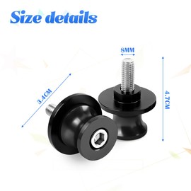 JNNJ Pack of 2 Swing Protection 8 mm Motorcycle, Motorcycle CNC Rear Stand Swing Arm Spool Sliders Stand, Motorcycle CNC Slider Support Swing Arm Coils (Black)