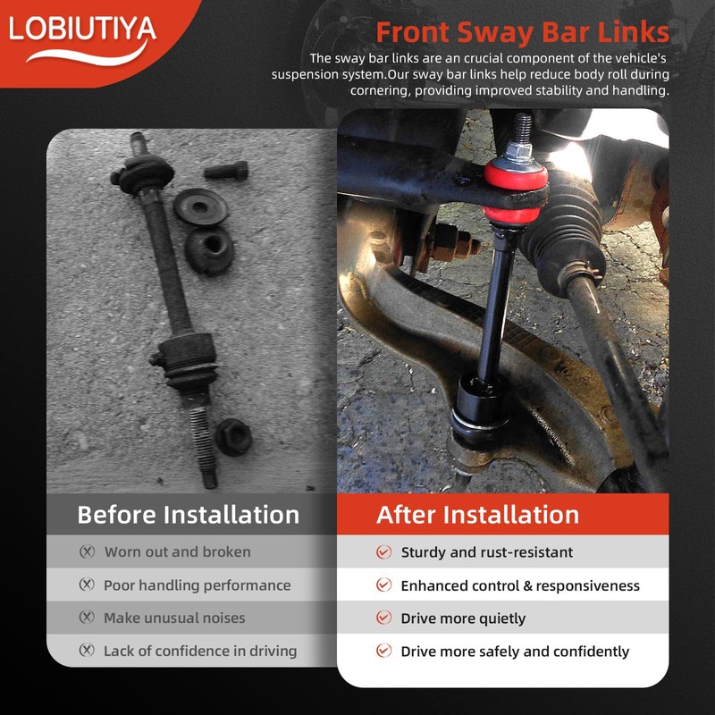 LOBIUTIYA K80894 Front Stabilizer Sway Bar End Link Kit with