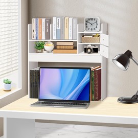 YGYQZ Wood Desk Shelf Organizer, Desk Hutch Top Only, Book Shelf for Comuputer Display Rack Storage Stand for Office, Home, Dorm