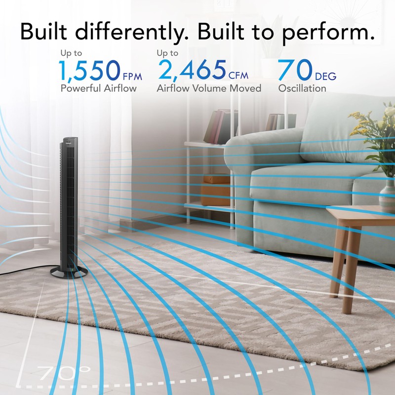 Vornado OZI42DC Tower Fan with Remote and Timer, Oscillating Standing