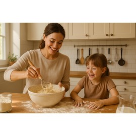 13 Inch Danish Dough Whisk with Dough Scraper, Dutch Bread Whisk with Stainless Steel Dough Hook, Sourdough Whisk for Baking, Bread Whisking Tool