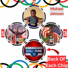 Olympics Michael Johnson Track & Field Olympian Set Of 3 Collectible Poker Chips
