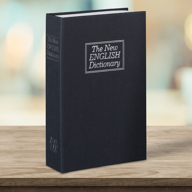 Relaxdays Buchtresor groß, 2 Schlüssel, Stahlschließfach in Buchform, HBT: 24