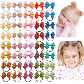 40 x 2 Inch Baby Girl Hair Bows Hair Bows Small Hair Clips Grosgrain Band Hair Band Ponytail Holder for Toddlers Children (Colour B)