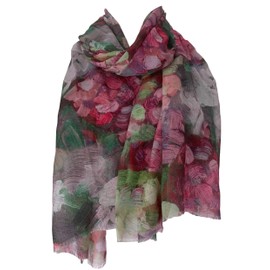 Purple Possum® Floral Scarf Pink Green Abstract Flowers Large Cerise Lime Flower Shawl Ladies Lightweight Wrap