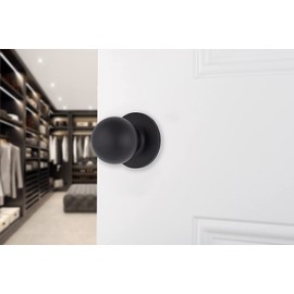 BRINKS Door Knobs Interior, Non-Locking Transitional Ball Door Knobs, Matte Black for Traditional and Transitional Décor