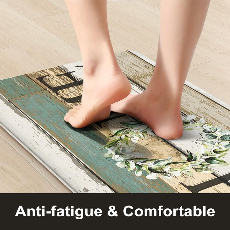 KIMODE Anti Fatigue Kitchen Mats, Farmhouse Kitchen Rugs Sets of