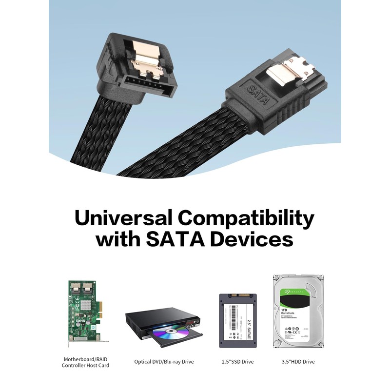 YACSEJAO 4pcs SATA III Cable 19.7 Inch 6Gbps SATA 3.0