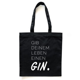 Donari® Cotton Bag Black with Saying - Jute Bag Shopping - Fabric Bag for Food Made of 100% Cotton - Fabric Bag Sustainably Printed for Shopping (Gin)
