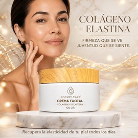 PocketCare Crema Facial con Colágeno y Elastina – Hidratación Profunda y Efecto Antiarrugas – Textura Gel-Crema Ligera No Grasosa tipo cold cream – Mejora Firmeza y Elasticidad – Para Todo Tipo de Piel 100 ml