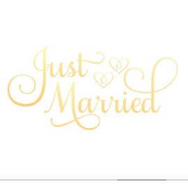Just Married Car Decor, Just Married Car Window Vinyl Decal, Gold Wedding Decorations, 24"W x 12"H Metallic Gold