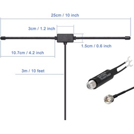 Bingfu 75ohm 300ohm DAB FM T Shaped Dipole Antenna Indoor Digital HD Radio Table FM Radio Home Stereo Receiver AV Audio Video Home Theater Receiver HDTV TV Tuner