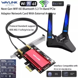 Universal PCIE WiFi-6E Tri-band WiFi Card 5400Mbps WiFi Network Card Adapter Bluetooth 5.3