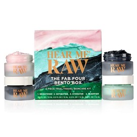 HEAR ME RAW The Fab Four Bento Box Gift Set - Cleanser, Mask, Day Cream, and Night Cream Try/Travel Four-Pack Set, 20 Fl. Oz