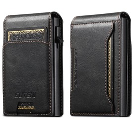 JCGOOD Men's Wallet, Bifold Large Capacity, Card Case, Thin, Leather, Card Slot, Women's, Money Clip, Card Holder, Minimalist Wallet, Photo Card Storage, Protective Case, Black