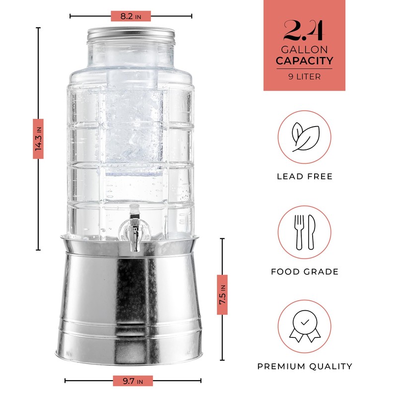 Style Setter Patchwork Beverage Dispenser Cold Drink Dispenser w/ 2.4-Gallon