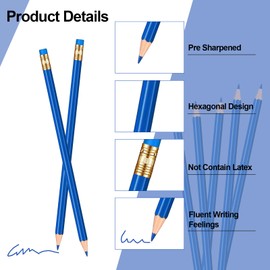YFANITI 12 Pcs Checking Pencils Erasable Colored Pencils Pre-Sharpened 2 HB with Erasable Tops for Checking(Blue)