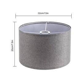 LgowithU Fabric Lampshade, Medium Drum Lampshade for Table Lamp, Wall Lamp, Bedside Lamp and Floor Lamp, Natural Linen Hard Cover, Handmade, 13 x 13 x 8 inches, Spider (Grey)