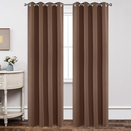 Joydeco Blackout Curtains 90 inch Long 2 Panels Set, Thermal Insulated Long Curtains & Drapes 2 Burg, Room Darkening Grommet Curtains for Bedroom Living Room Windows (W52 x L90 Inch, Brown)