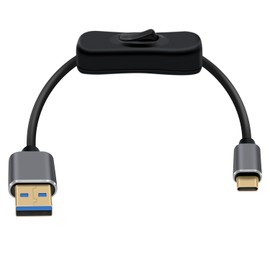 HuaLiSiJi USB 3.0 auf USB C Kabel mit Schalter 5Gbps Typ A auf Typ C Datenkabel und Ladekabel Vergoldeter Schnittstelle für Ventilator, Kamera, Handy (Schwarz Silber, 1 m)