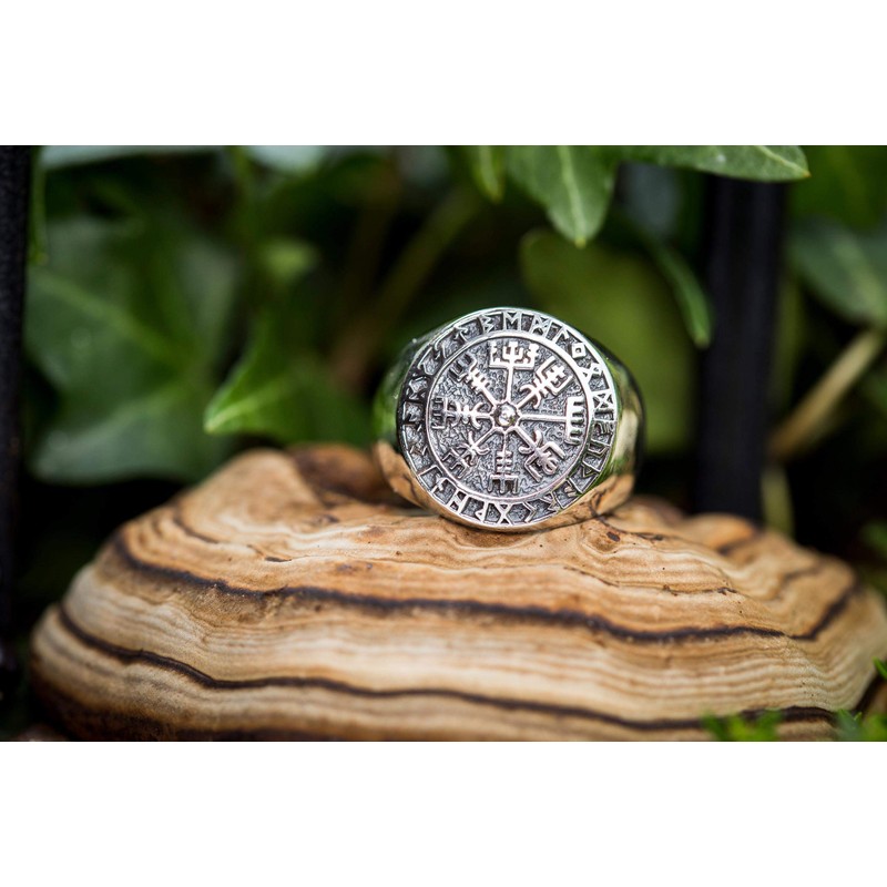 Windalf Rune Vikings Ring VEGVISIR 18 mm Viking Compass Signet