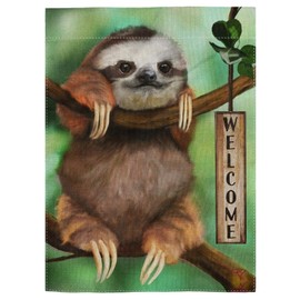 pingpi Funny Baby Sloth Double Sided Burlap Garden Flag 12.5"x18"