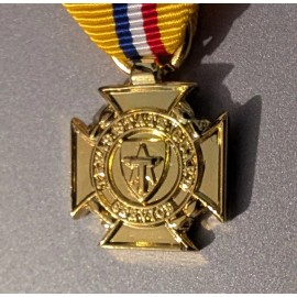 GOLD Texas State Guard Service Medal Miniature - Moiré Ribbon