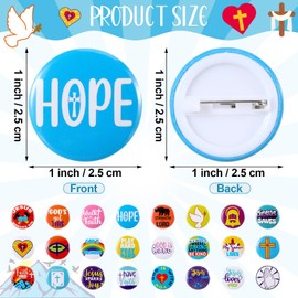 Landical 240 Pcs Religious Mini Button Assortment Colorful Christian Jesus Button Pins Bulk Round Jewelry Brooch for Sunday School Prizes Rewards Crafts Gifts and Collecting