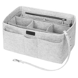 Felt Insert Bag Organizer Bag in Bag, Betoores Women Tote Purse Organizer Bag Organiser Insert Handbag,Light Gray - L