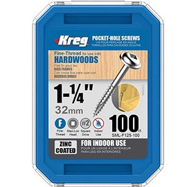 Kreg Pocket Hole Screws, 1.3 inches (32 mm), Fine (100 Pieces)