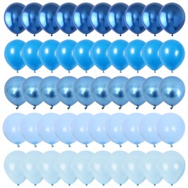 Togvu Blue Balloon Set, 60 Packs 12 Inches Metallic Blue Balloons Pearl Blue Balloons Macaron Baby Blue Balloons Light Blue Balloons for Bridal Shower, Baby Shower, Birthday Party