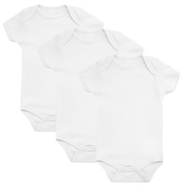 Baby Vests, Baby Bodysuits Short Sleeved, UK Brand, 3 Pack, White, 0-3 Months
