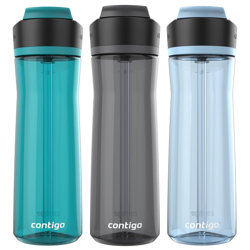 Contigo AUTOSPOUT Water Bottle 24 oz Leakproof Design Juniper/Sake/Glacier 3-Pack