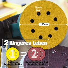 ALPXUXP 125 mm Sandpaper Velcro Sanding Discs 8 Holes Round for Random Orbital Sander Sanding Sheets (with Grain P40 P60 P80 P120 P180 P240 P320 P400 P600 x10) Professional for Wood and Metal Rust