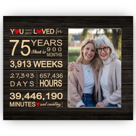 CAIFZ You Have Been Loved for 75 Years Picture Frame for Women, 75th Birthday Wooden Photo Frame Gift for Man, Gift for 75th Birthday, 4x6 inch photo